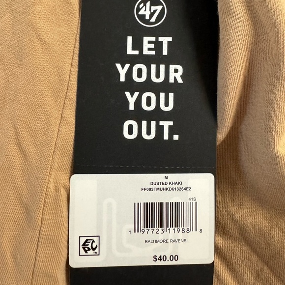 NWT! Men’s ‘47 Baltimore Ravens tan short sleeve graphic t-shirt Medium - Picture 3 of 3